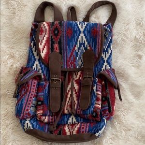 Stone & Co. Blue Red Canvas Backpack New